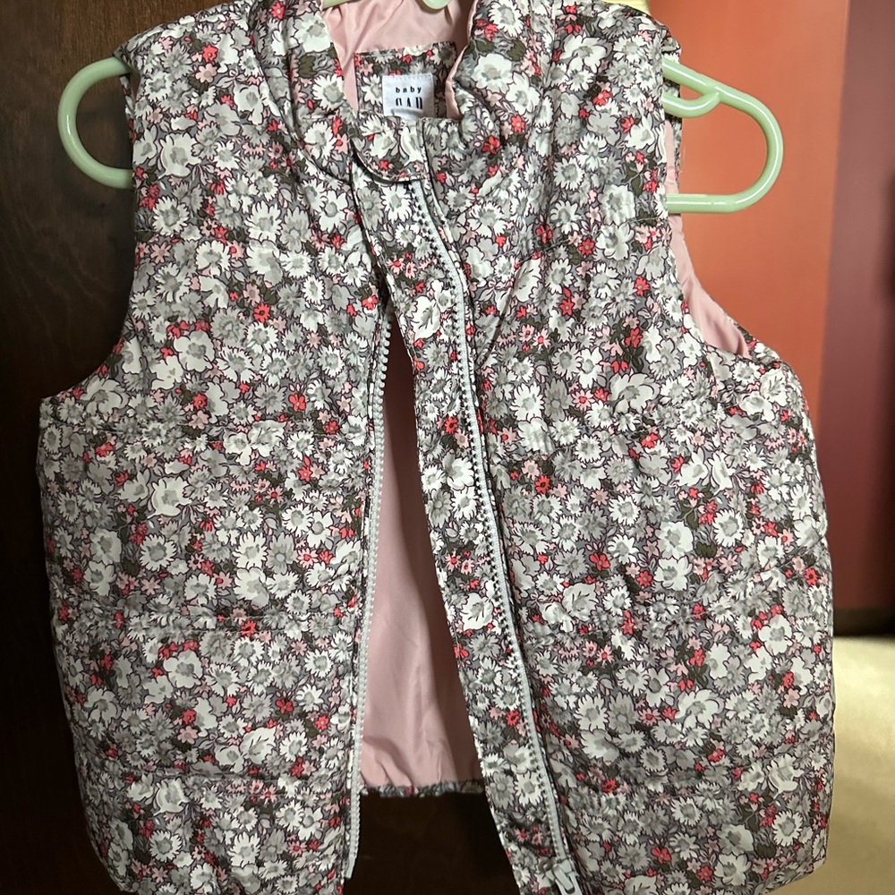 GAP Toddler Floral Vest with Pink Lining